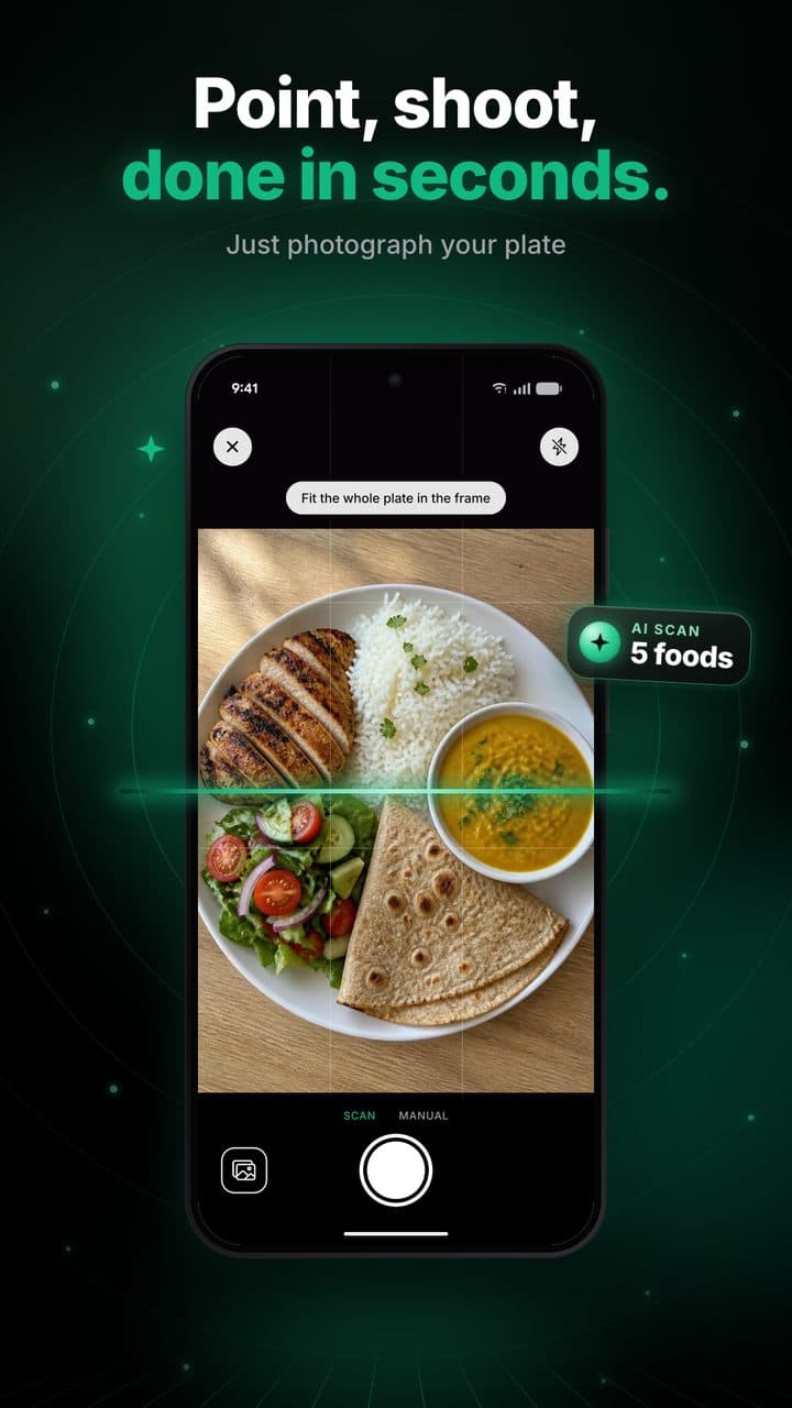 CalMeter scanning a meal with the camera
